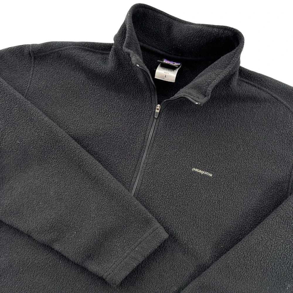 Patagonia Capilene Expedition Weight Mens Large Black 1/4 Zip Fleece Pullover